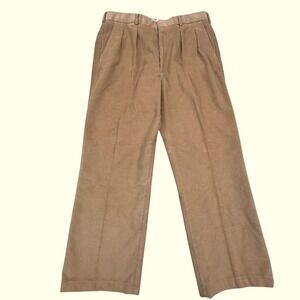 L.L. Bean Vintage Mens Corduroy Pants Tan Tag Size 36‎ Pleated Front Casual